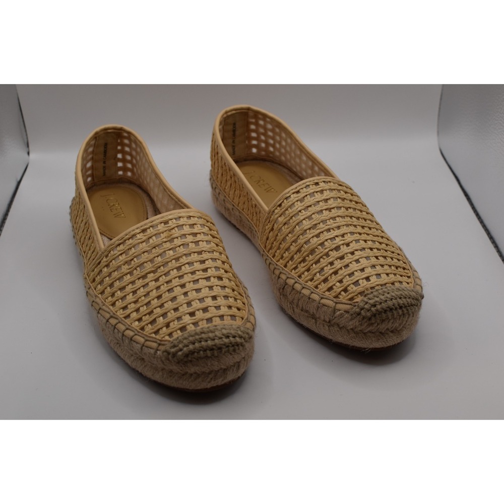 J Crew Straw Espadrille Flats Slip On Shoes Women Size 5.5 Natural Woven   CH645 - Picture 2 of 12